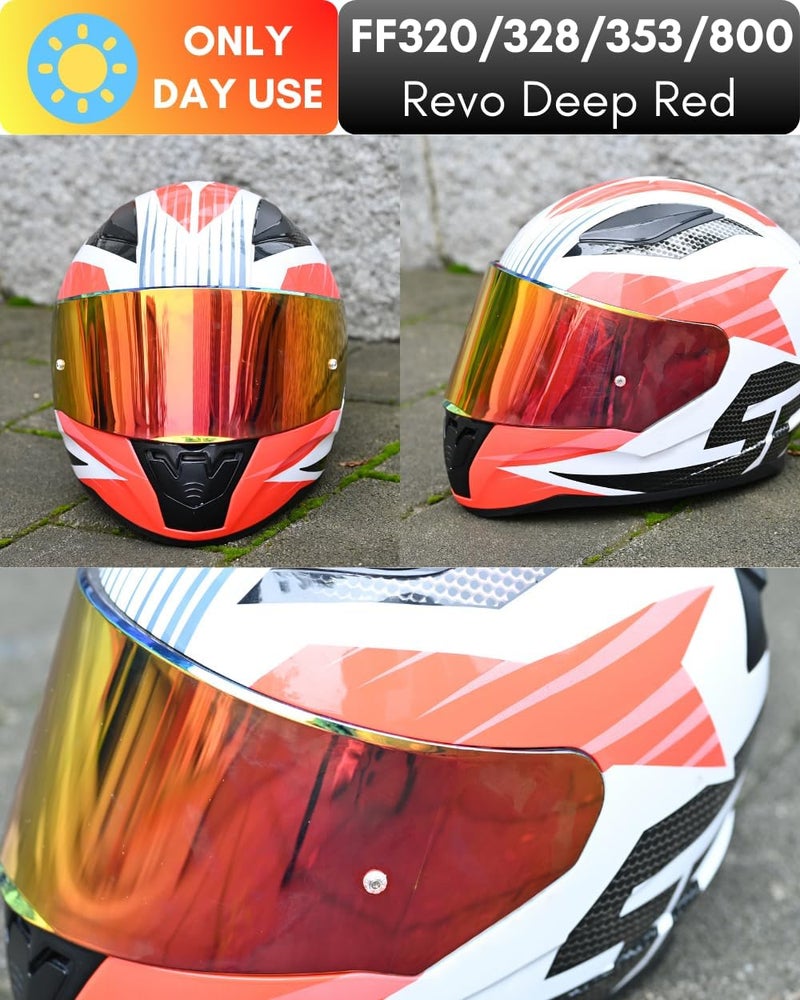 Logto Compatible with LS2 FF353/320/328/800 Helmets Visor Tint Replacement Motorcycle Helmet Face Shield (Revo Deep Red) - Image 5